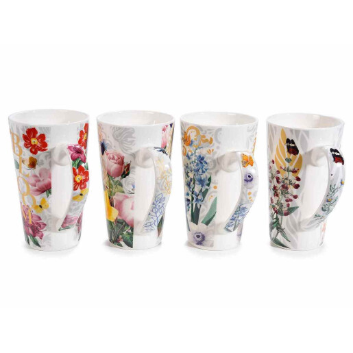 Set 8 cani portelan multicolor PK 9x15 cm, 500 ml