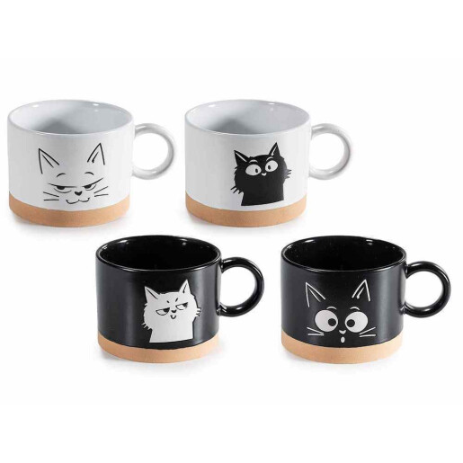 Set 4 cani ceramica multicolora Pisicute Ø 9,5 cm x 7 H, 300 ml