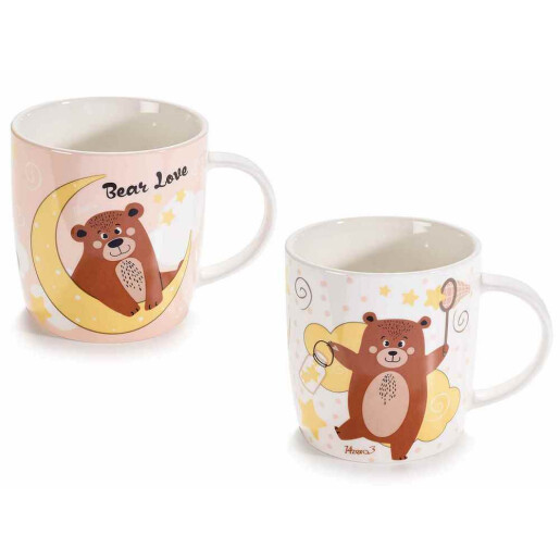 Set 2 cani portelan multicolor Ursulet Ø 9 cm x 9 H, 400 ml