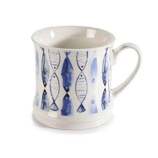 Cana portelan, cutie cadou alb albastru Pesti 8.5x8.5 cm, 280 ml