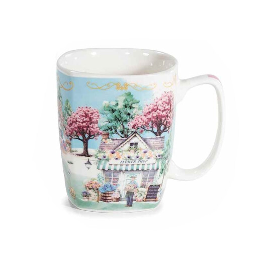 Cana portelan multicolor Spring III 8,5 cm x 10 H, 420 ml