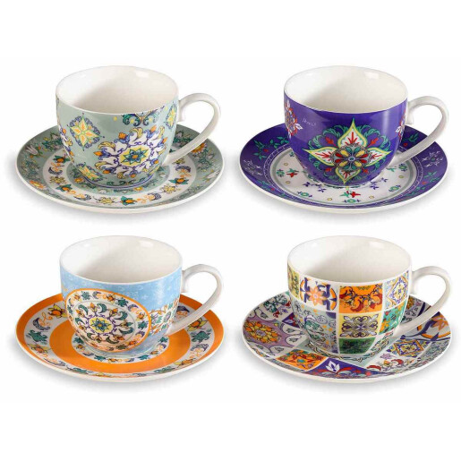 Set 4 cesti portelan Maiolica  8.5x6.5 cm, 250 ml 