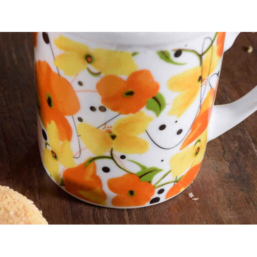 Set 3 cani portelan cu infuzoare 8x10.5 cm, 290 ml