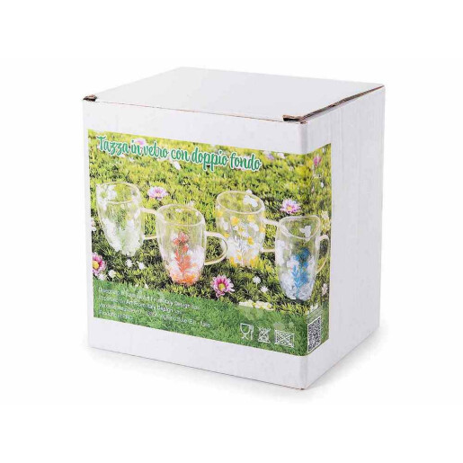 Cana sticla dubla transparenta verde Ø 9 cm x 11 H, 300 ml