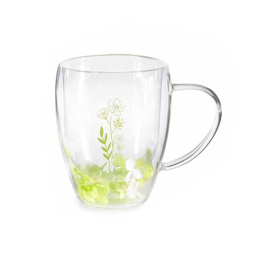 Cana sticla dubla transparenta verde Ø 9 cm x 11 H, 300 ml
