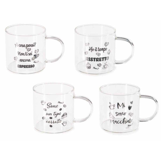 Set 4 cani sticla  Ø 7 cm x 7 H, 200 ml