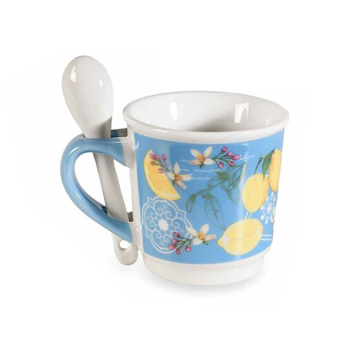 Set cana, lingurita portelan multicolor Lamai 6x6 cm, 90 ml