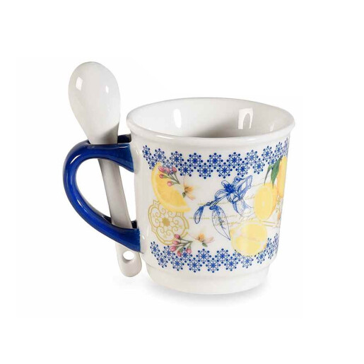 Set cana cu lingurita portelan Lamai 6x6 cm, 90 ml