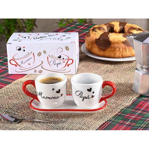 Set 2 cani, tava ceramica multicolora Ø 6,5 cm x 6 H, 16,5 x 7,5