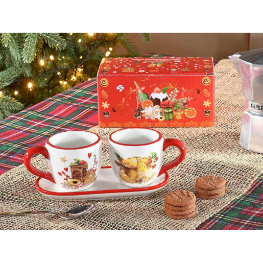 Set 2 cesti, tavita ceramica multicolora Delizie Ø 6,5 cm x 6 H,  16,5 x 7,5