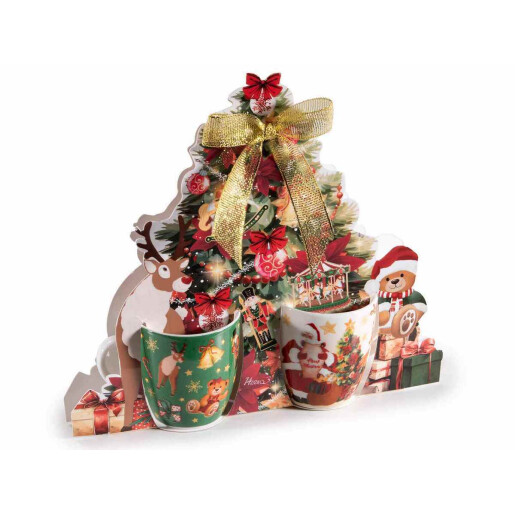 Set 4 cani Craciun portelan Ø 5,5 cm x 6 H, 70 ml