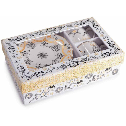 Set 6 cesti Craciun portelan multicolor Ø 5 x 5,5 H, 65 ml