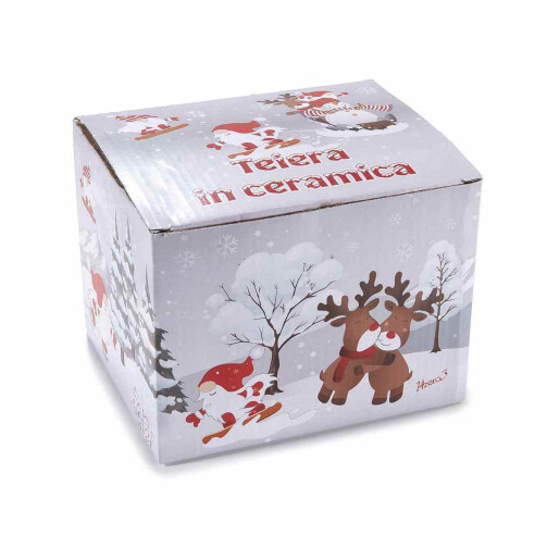 Ceainic ceramica multicolora Craciun  20 x 13 x 14 H