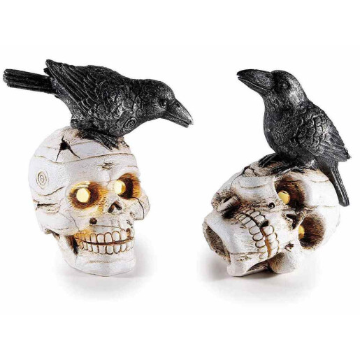 Set 2 figurine Halloween Schelet polirasina multicolora cu leduri cm 11 x 8,5 x 13,5 H