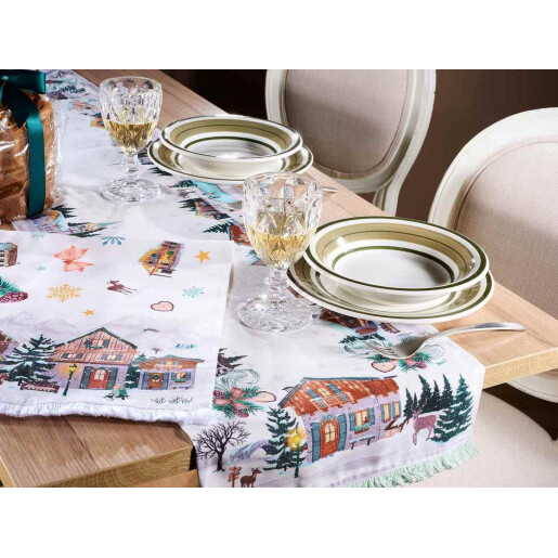 Set 2 traverse masa Craciun textil cm 32 x 140 H