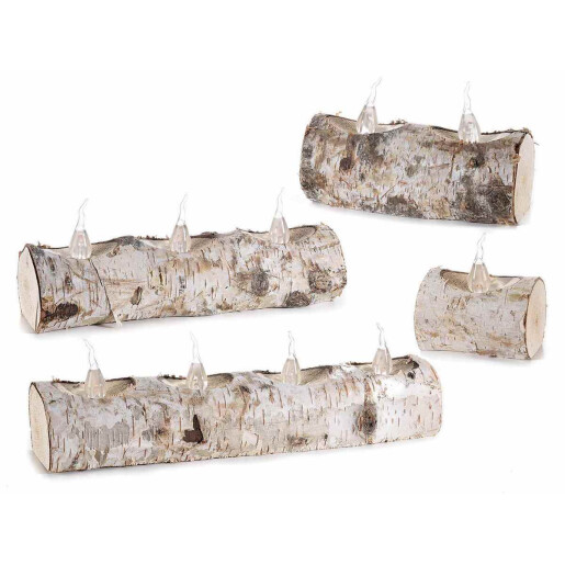 Set 4 decoratiuni lemn lumanari led 32 cm, 24 cm, 16 cm, 8 cm