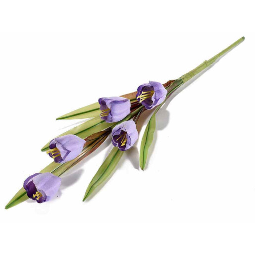 Set 3 crengute Lalele artificiale mov verzi 35 cm