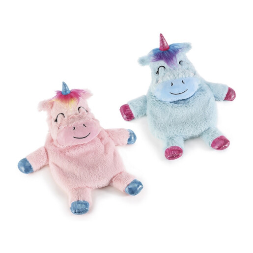 Set 2 incalzitoare corporale textil albastru roz Unicorn cm 15 x 25 H