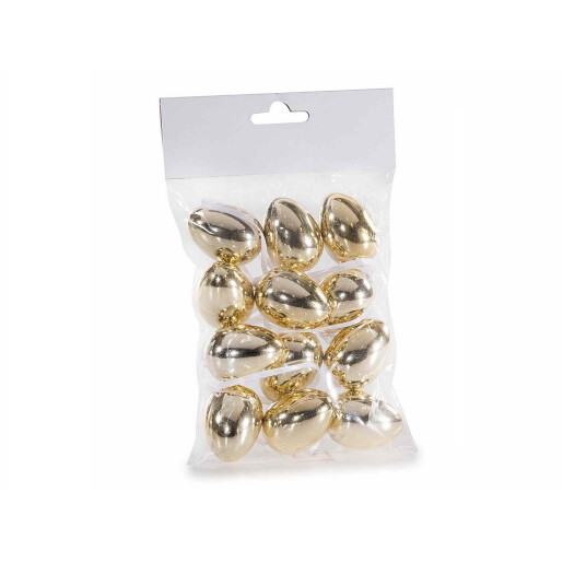 Set 12 oua Paste plastic auriu 2.5x4 cm