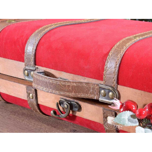 Valiza decorativa lemn velur 38x13x24 cm
