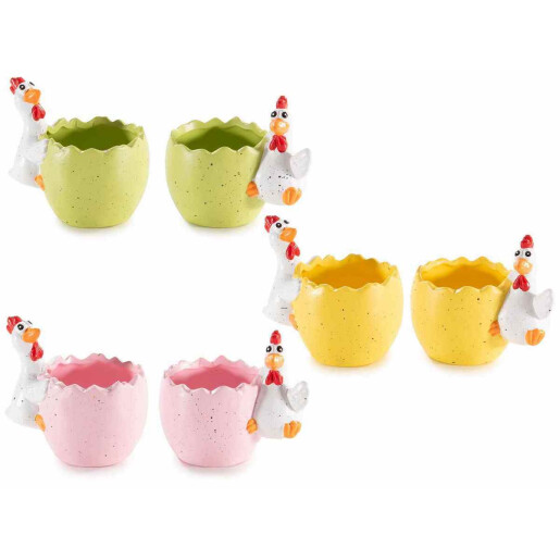 Set 6 suporturi oua ceramica multicolora 10.5x8x10 cm