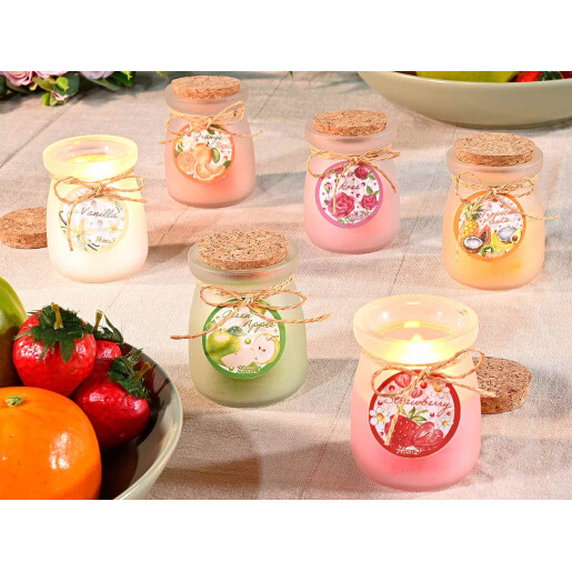 Lumanare parfumata in borcan sticla aroma Capsuni Ø 5,5 cm x 7,5 H
