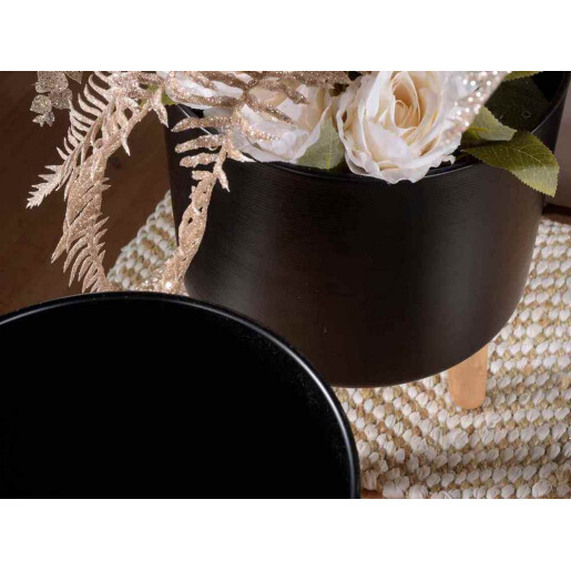 Set 2 ghivece flori negru natur 28x42.5 cm, 24.5x41.5 cm