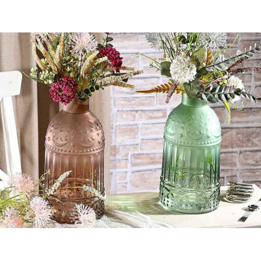 Vaza flori sticla verde 15x28 cm