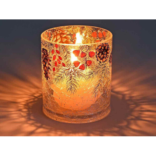 Candela Craciun sticla 11.5x13 cm