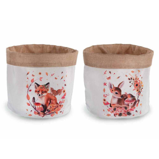 Set 2 cosuri textil multicolor Caprioara si Vulpita Ø 19 cm x 23 H