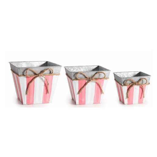 Set 9 ghivece flori metal multicolor 15,5x15,5x 13 H, 14 x 14 x 11,5 H, 11 x 11 x 10 H