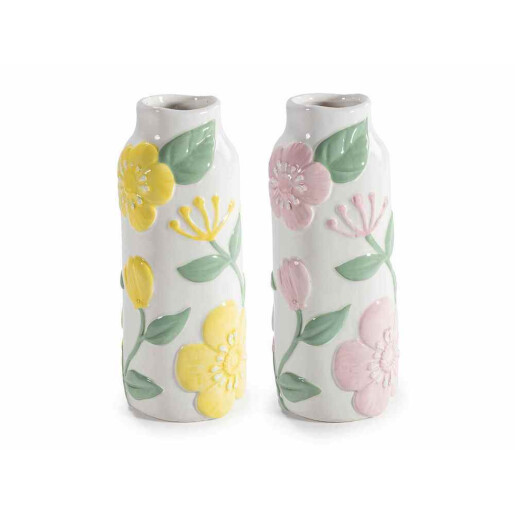 Set 2 vaze flori ceramica multicolora Ø 9,5 cm x 22,5 H
