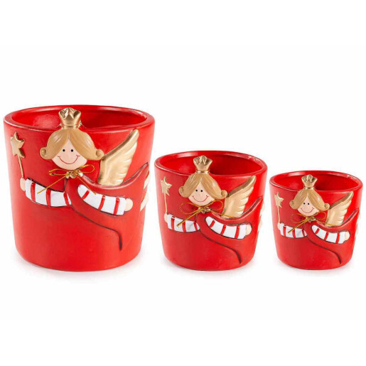 Set 3 ghivece Inger ceramica 13.5x14.5 cm, 10x10.5 cm, 8x8.5 cm