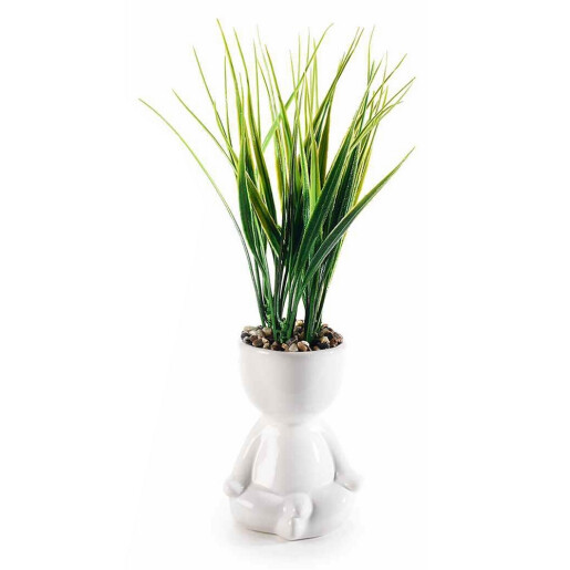 Planta artificiala verde in ghiveci ceramica cm 9 x 6 x 32 H