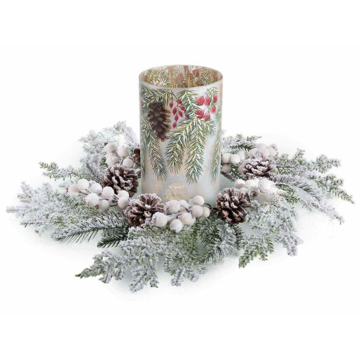 Aranjament masa Craciun, candela sticla Ø 58 cm x 20 H