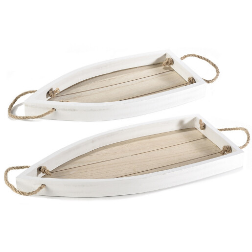 Set 2 tavi lemn natur alb Barcuta 40x18.5x3 cm, 32x15x3 cm
