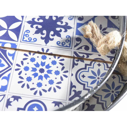 Set 2 tavi lemn metal Majolica 49x33x5 cm, 44x30x4 cm
