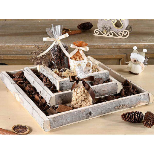Set 3 tavi lemn natur cm 38 x 38 x 4 H, 25 x 25 x 4 H, 18 x 18 x 4 H