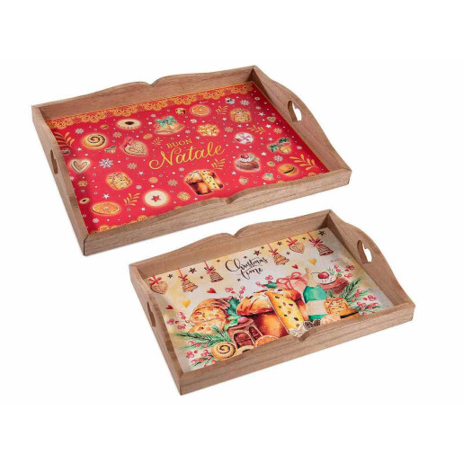 Set 2 tavi lemn Craciun Reddock 40x30x3 cm, 35x25x3 cm