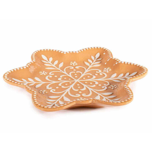 Set 2 platouri Craciun ceramica alba maro cm 25,5 x 23 H