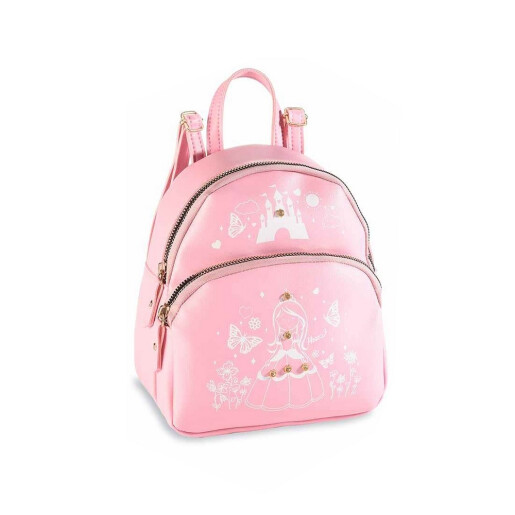 Rucsac piele ecologica alba roz cm 18 x 9 x 21 H