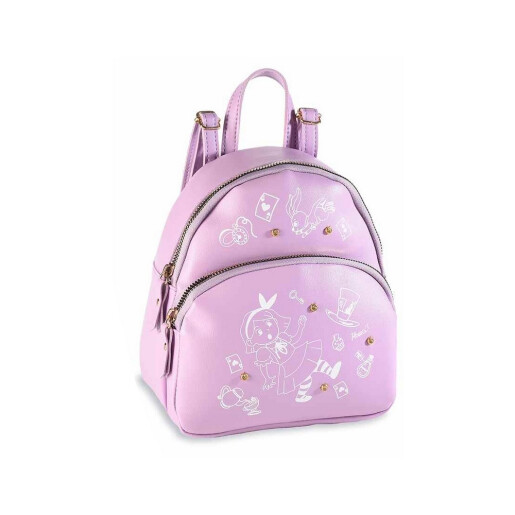 Rucsac piele ecologica mov alba cm 18 x 9 x 21 H