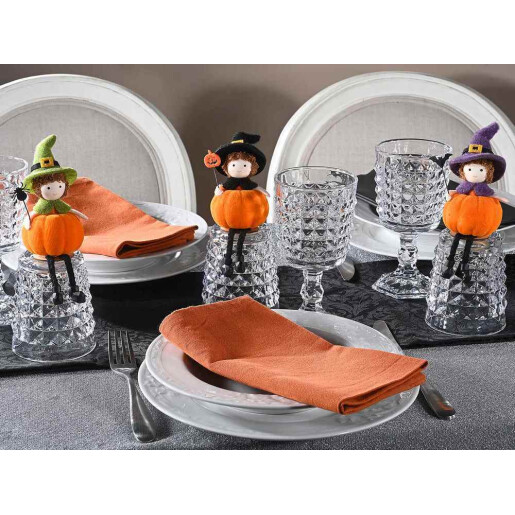 Figurina Halloween Dovleac textil multicolor Ø 6 cm x 16 H 