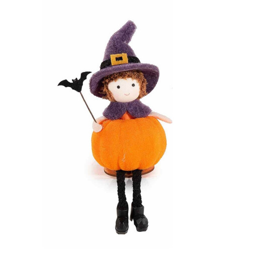 Figurina Halloween Dovleac textil multicolor Ø 6 cm x 16 H 