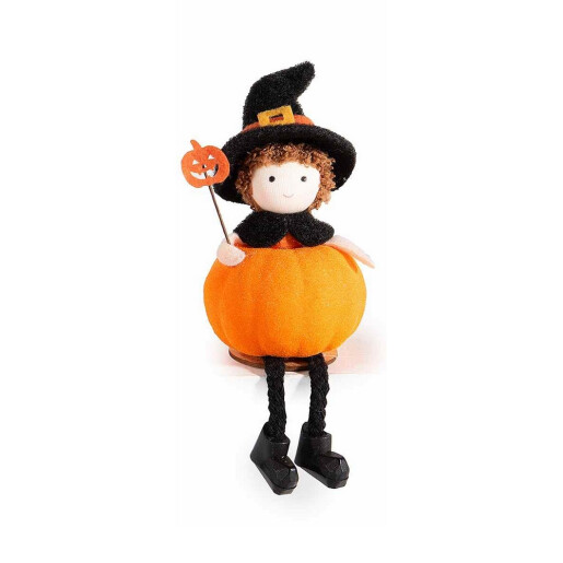 Set 3 figurine Halloween Dovleac textil multicolor Ø 6 cm x 16 H 