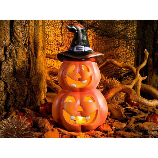 Dovleac Halloween teracota multicolora cu led Ø 8,5 cm x 16,5 H