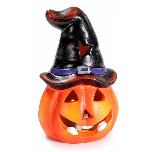 Set 3 dovleci Halloween teracota multicolora cu led Ø 6 cm x 10 H