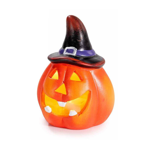 Set 3 dovleci Halloween teracota multicolora cu led Ø 6 cm x 10 H
