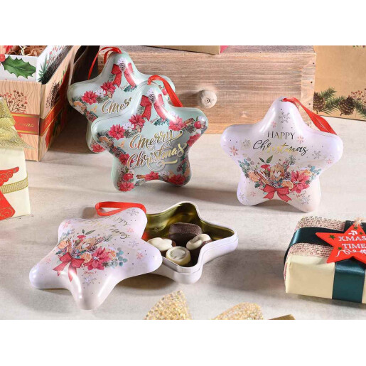 Set 12 ornamente brad Craciun metal multicolor 12.5x4.5x12 cm