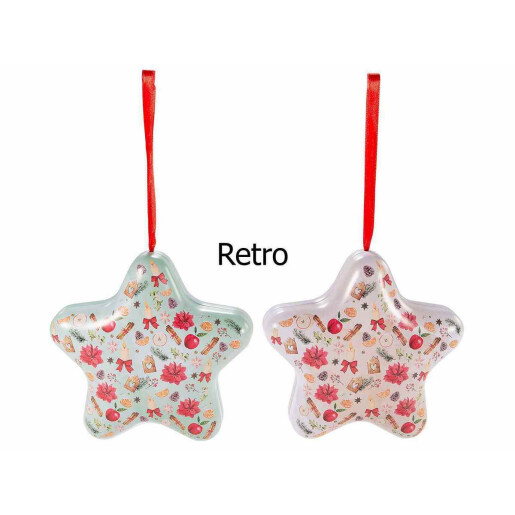 Set 2 ornamente brad Craciun metal multicolor 12.5x4.5x12 cm